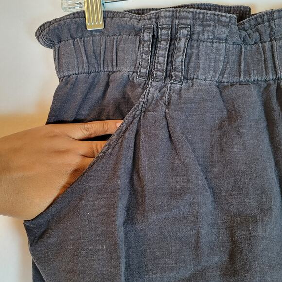 Anthropologie Womens Pull On Straight Chambray Paperbag Pants Size Medium Black - Picture 2 of 10